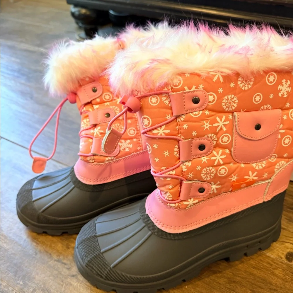 Pink Winter Boots with Faux Fur Trim size 6